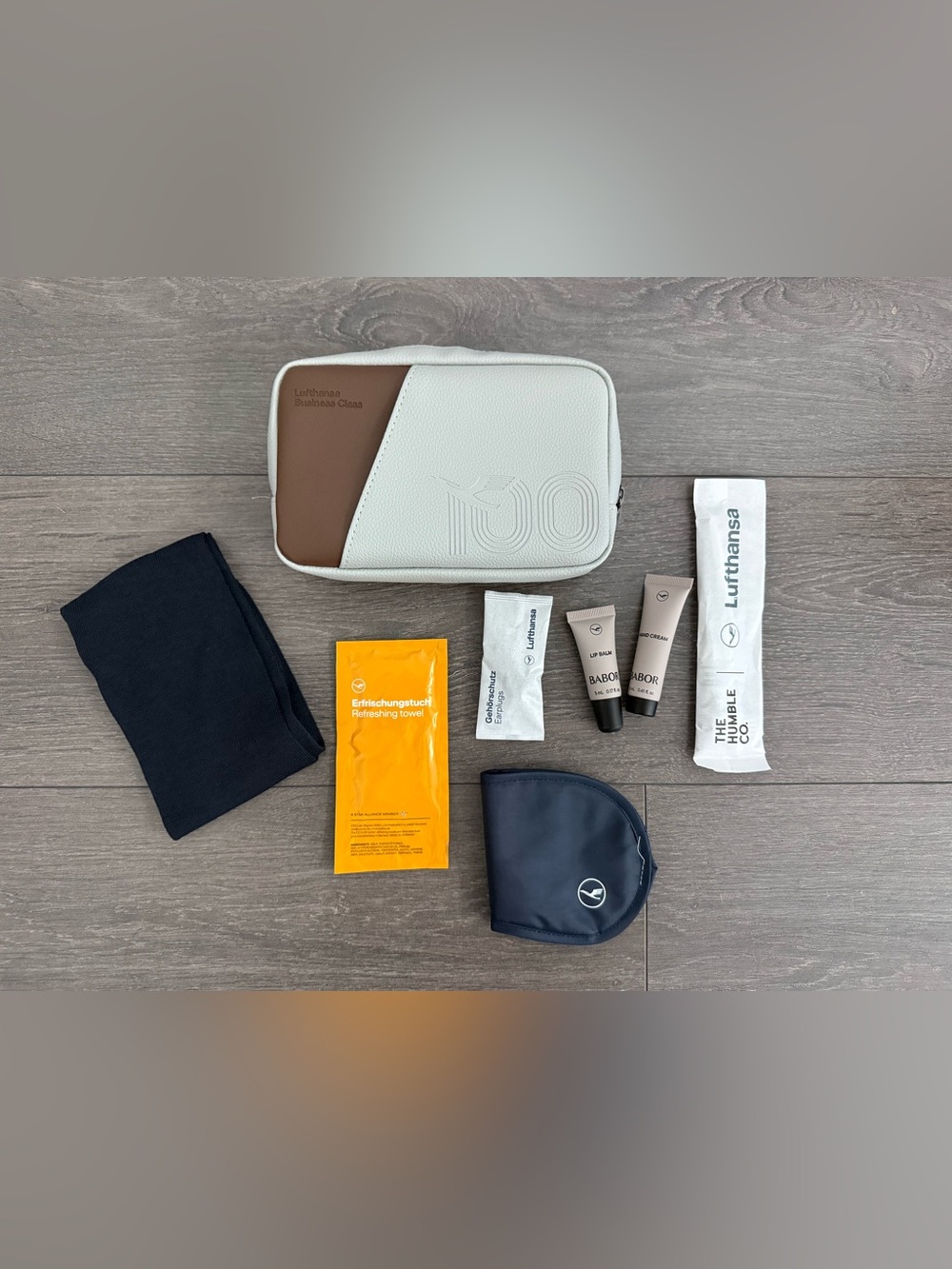 Lufthansa Business Class Amenity Kit leather 100 year edition toiletry case